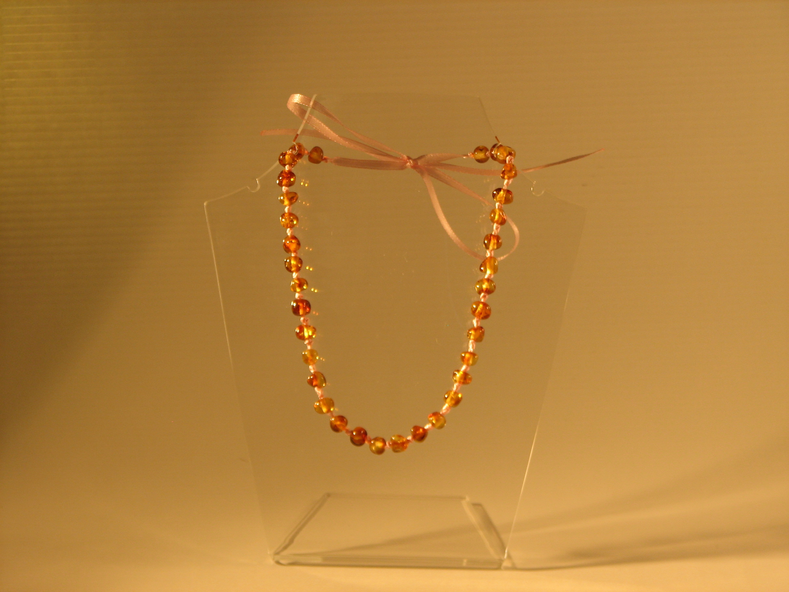 Amber Teething Necklaces Baroque Christening Pink Cognac